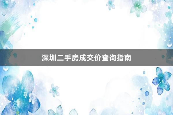 深圳二手房成交价查询指南